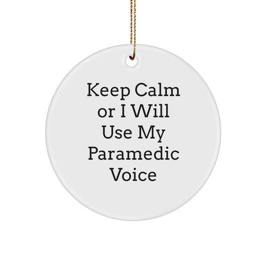 Funny Rescue Worker Gifts from Friends for Rescue Worker Circle Ornament, Keep Calm Or I Will Use My Rescue Worker Voice, White, Christmas Unique - Image 1