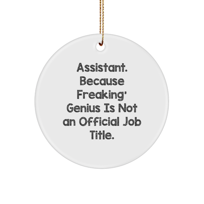Assistant Gifts, Funny Quote, Circle Ornament, White, 2.75\ - Image 1