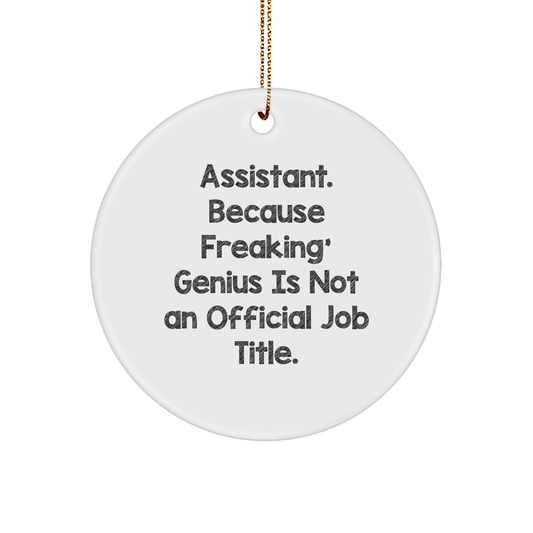 Assistant Gifts, Funny Quote, Circle Ornament, White, 2.75\ - Image 1