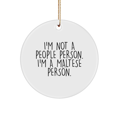 Maltese Dog Lovers Funny Circle Ornament Gifts for Her Him Kids Pet Owner at Christmas Unique Presents from Family to Friends - Image 1