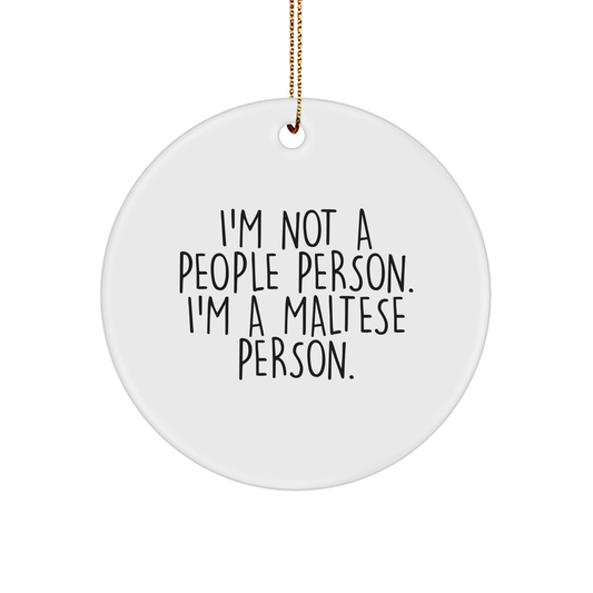 Maltese Dog Lovers Funny Circle Ornament Gifts for Her Him Kids Pet Owner at Christmas Unique Presents from Family to Friends - Image 1
