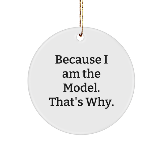 Funny Because I Am The Model That's Why Circle Ornament Gifts for Model Enthusiasts Christmas Memorable Presents from Friends to Family or Coworkers - Image 1