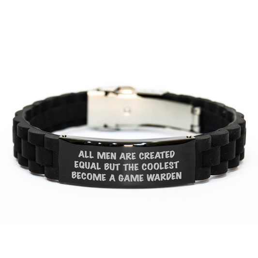 Funny Game Warden Gifts - Glide lock Clasp Bracelet for Men - 'All Men Are Created Equal But The Coolest Become A Game Warden' - Mother's Day Unique Gifts from Men to Game Wardens - Image 1
