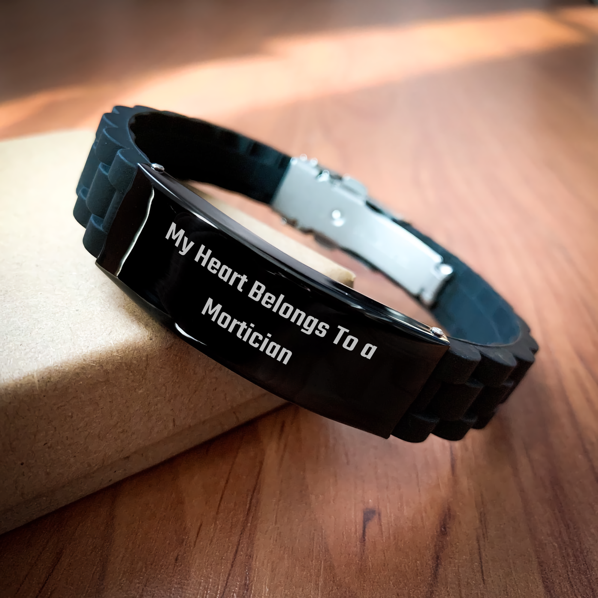 Funny Mortician Gifts - My Heart Belongs To A Mortician Glide lock Clasp Bracelet, Gifts from Men to Mortician, Father's Day Unique Gifts - Image 2