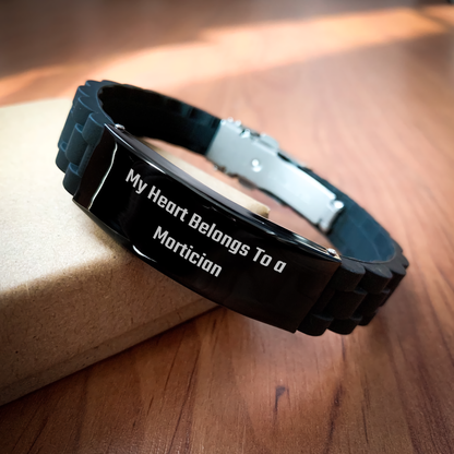 Funny Mortician Gifts - My Heart Belongs To A Mortician Glide lock Clasp Bracelet, Gifts from Men to Mortician, Father's Day Unique Gifts - Image 2