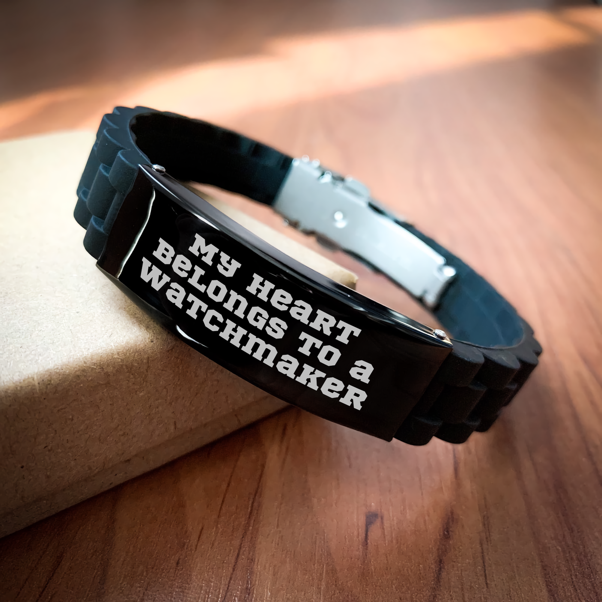 Watchmaker Gifts from Friends, Unique Glide lock Clasp Bracelet for Men or Women, My Heart Belongs To A Watchmaker Quote, Father's Day Unique Gifts - Image 2
