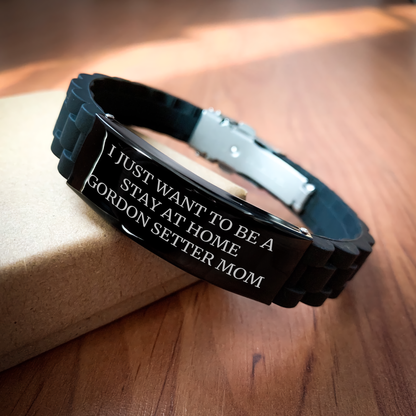 Gordon Setter Dog Mom's Funny Gift, 'I Just Want To Be A Stay At Home Gordon Setter Mom' Funny Quote Glide lock Clasp Bracelet, Gifts from Family to Gordon Setter Dog Dad, Father's Day Unique Gifts - Image 2