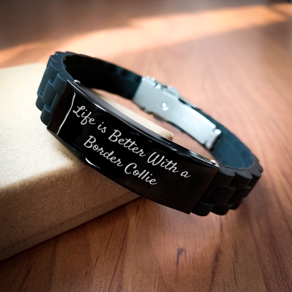 Life Is Better With A Border Collie Gifts | Border Collie Dog Glide lock Clasp Bracelet | Gifts for Father's Day Unique Gifts for Border Collie Dog Owners | Inspirational Gifts from Son to Dad - Image 2