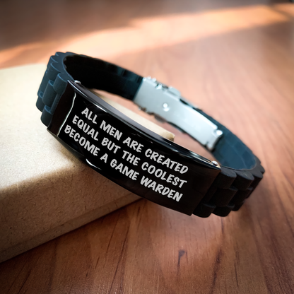 Funny Game Warden Gifts - Glide lock Clasp Bracelet for Men - 'All Men Are Created Equal But The Coolest Become A Game Warden' - Mother's Day Unique Gifts from Men to Game Wardens - Image 2