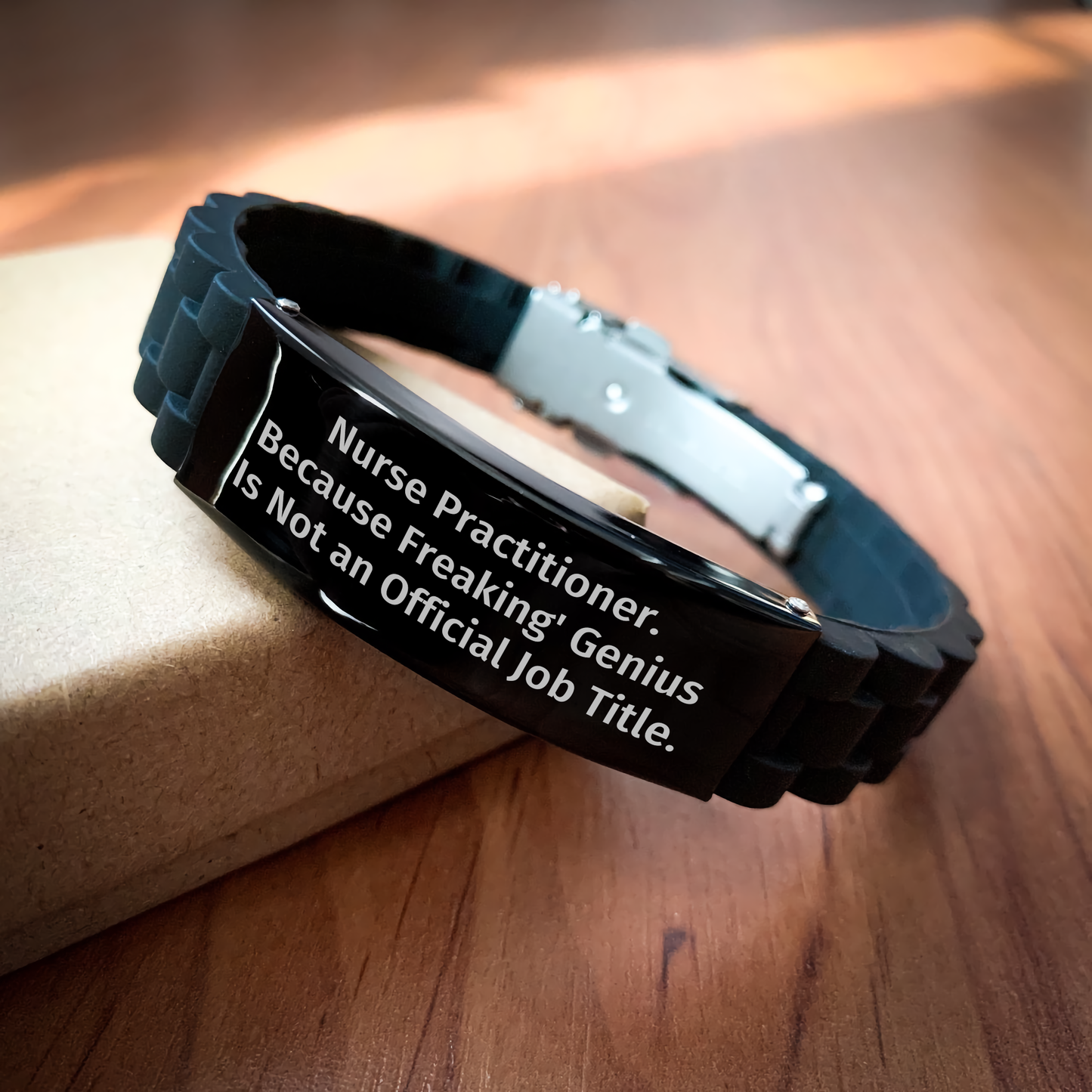 Nurse Practitioner Gifts from Friends, Funny Quote Glide lock Clasp Black Stainless Steel Adjustable Graduation Unique Gifts for Nurse Practitioner Women - Image 2