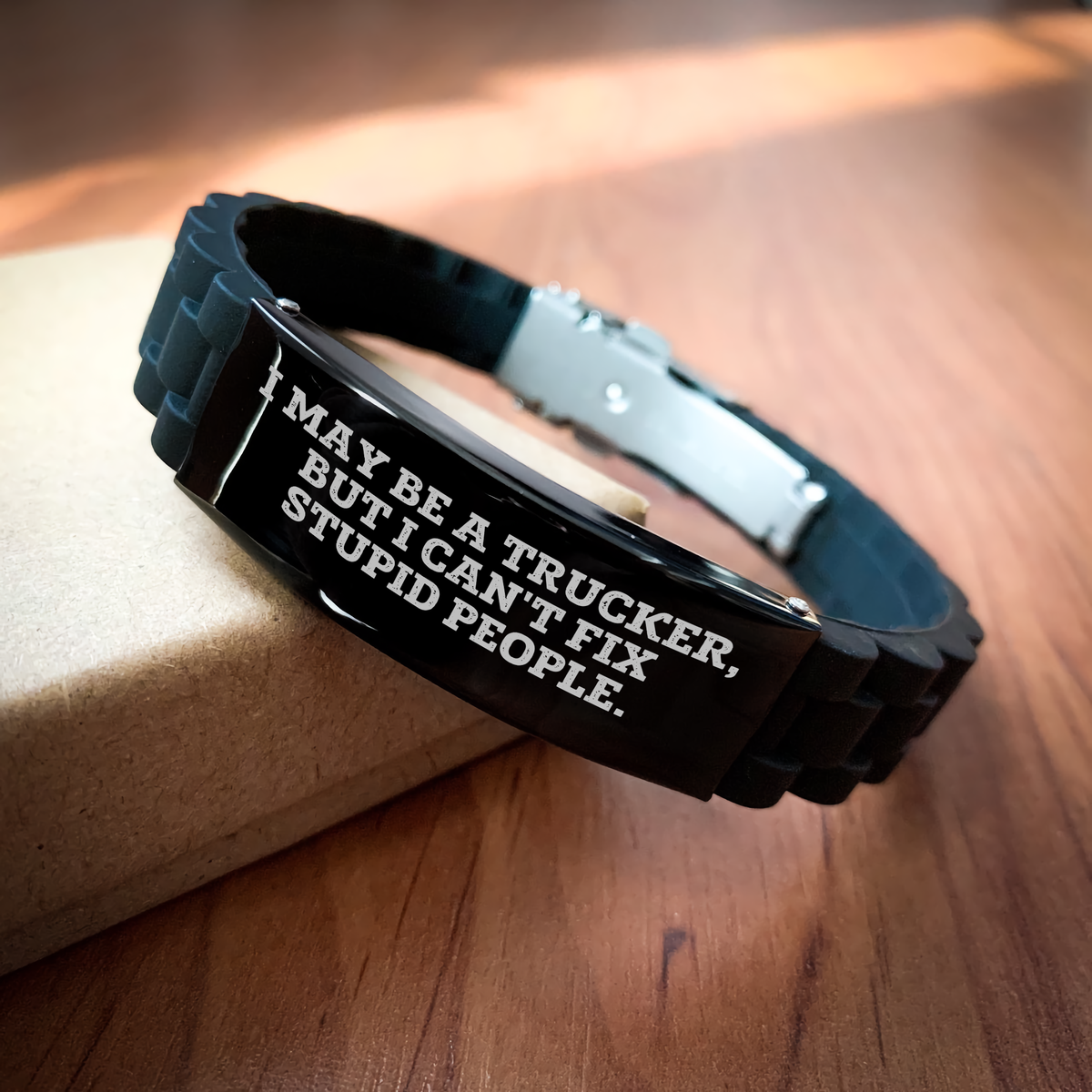 Trucker Humor Gifts from Friends to Family - 'I May Be A Trucker, But...' Glide lock Clasp Black Stainless Steel Adjustable Men's Women's Graduation Unique Gifts - Image 2