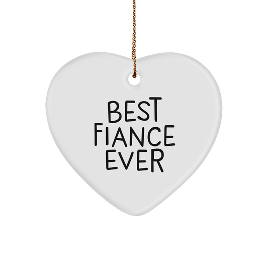 Best Fiance Ever White Heart Ornament Gifts from Friends to Fiance for Christmas - Image 1