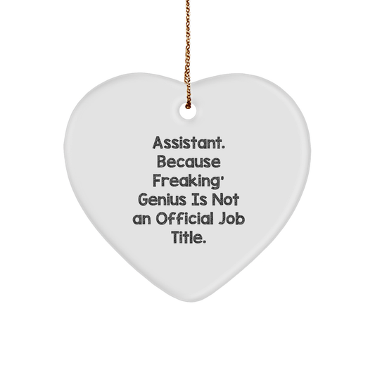 Funny Assistant Gifts, Heart Ornament, Gifts from Friends for Assistant, 'Assistant Because Freaking' genius Is Not An Official Job Title' Christmas Decor - Image 1