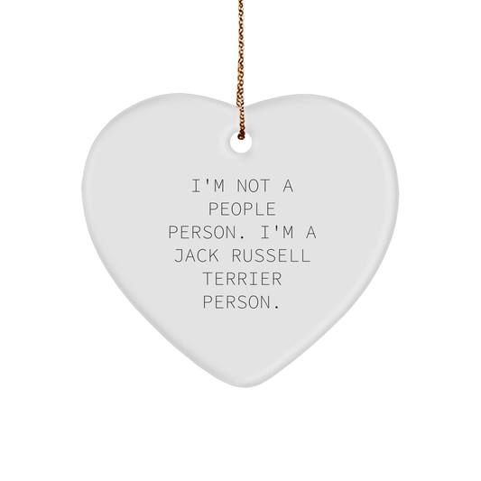 Funny Jack Russell Terrier Dog Gifts for Christmas, Heart Ornament with Inspirational Quote 'I'm Not A People Person. I'm A Jack Russell Terrier Person.' - Image 1