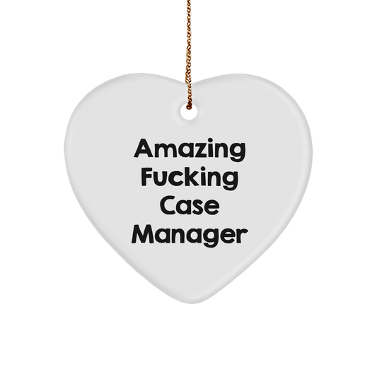 Case Manager Heart Ornament | Amazing F--ing Case Manager | Case Manager Christmas Unique Gifts from Santa to Case Manager - Image 1