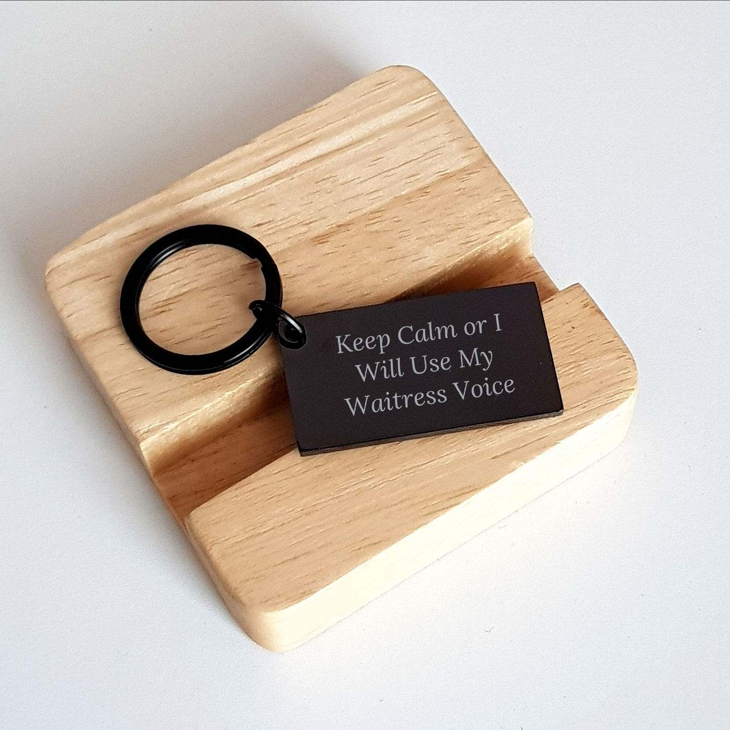 Waitress Humor Keychain, Keep Calm Or I Will Use My Waitress Voice, Funny Gift for Waitress, Father's Day Unique Gifts from Men, Gifts for Waitress - Image 2