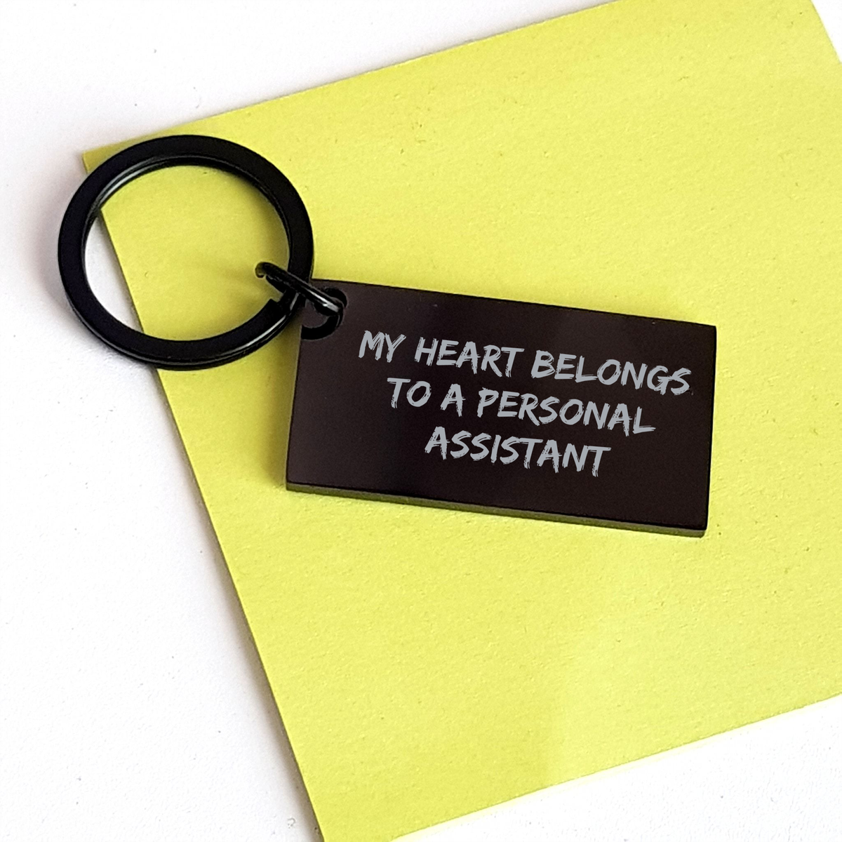 Funny Personal Assistant Gifts, My Heart Belongs To A Personal Assistant Keychain, Unique Father's Day Unique Gift from Men to Personal Assistants, 1.57x0.87 inches Black Stainless Steel Keychain - Image 3