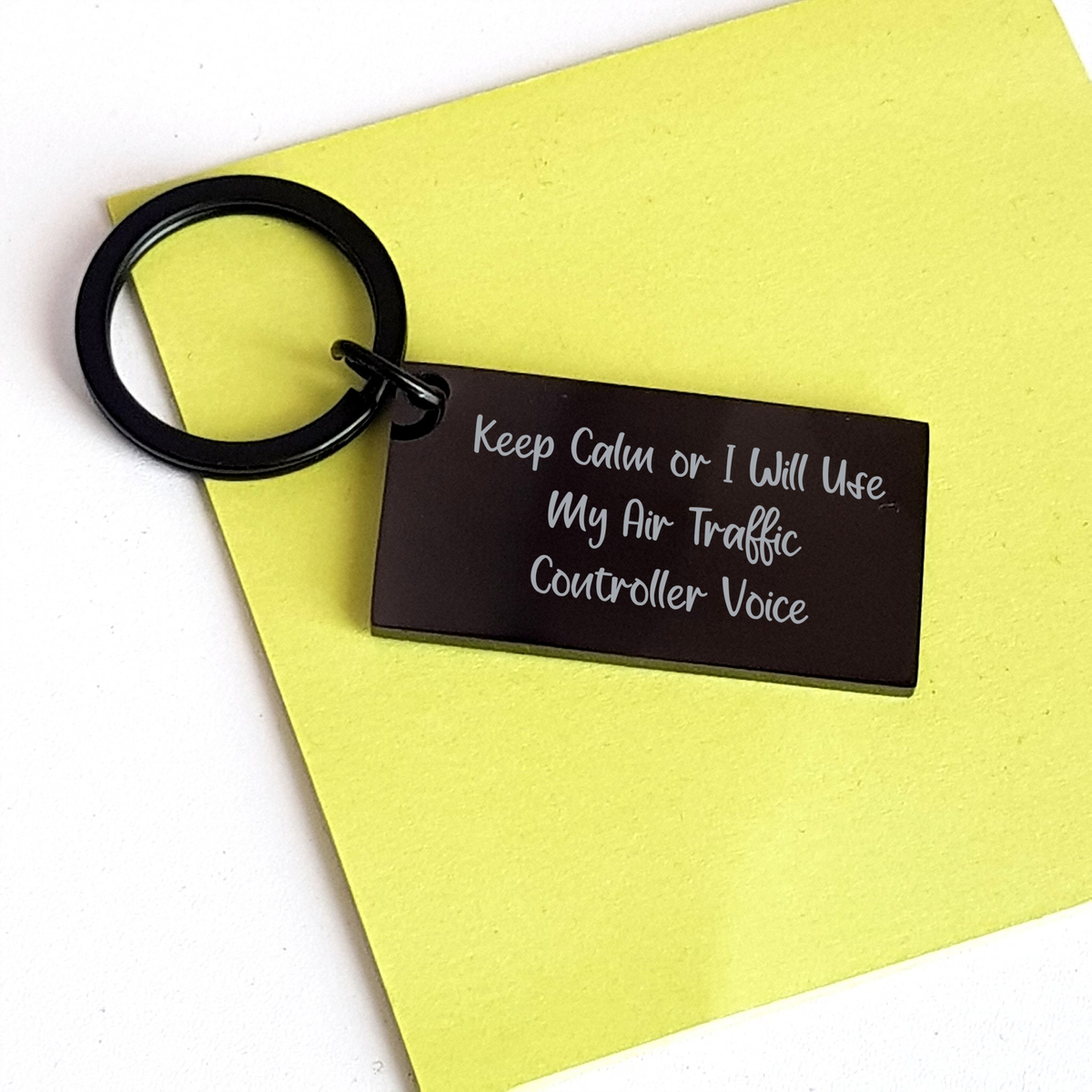 Air Traffic Controller Keychain, Funny Quote 'Keep Calm Or I Will Use My Air Traffic Controller Voice', Father's Day Unique Gifts from Men to Air Traffic Controller - Image 3