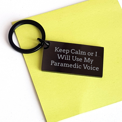 Funny Rescue Worker Keychain, Gifts from Friends and Family, Keep Calm or I'll Use My Rescue Worker Voice, Keychain Gifts for Rescue Workers, Unique Father's Day Unique Gifts - Image 3