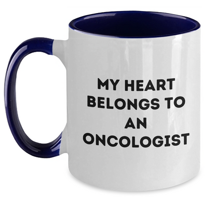 Funny Oncologist Gifts, My Heart Belongs To An Oncologist, Two Tone Coffee Mug, Father's Day Unique Gifts from Men to Oncologist - Main