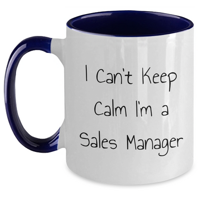 Funny Sales Manager Gifts from Friends for Graduation - I Can't Keep Calm I'm A Sales Manager Two Tone Coffee Mug, Black and White, 11oz - Main