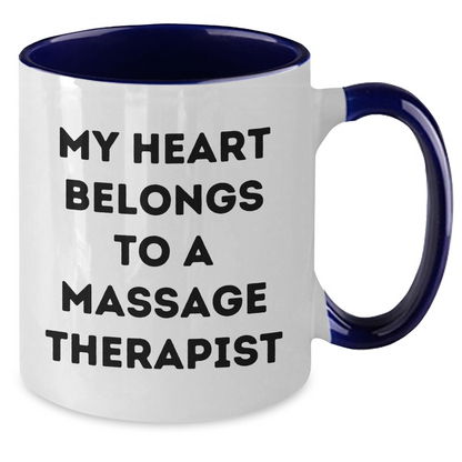 Funny Massage Therapist Gifts from Friends, Two Tone Coffee Mugs for Him, My Heart Belongs To A Massage Therapist Quote, Father's Day Unique Gifts - Additional
