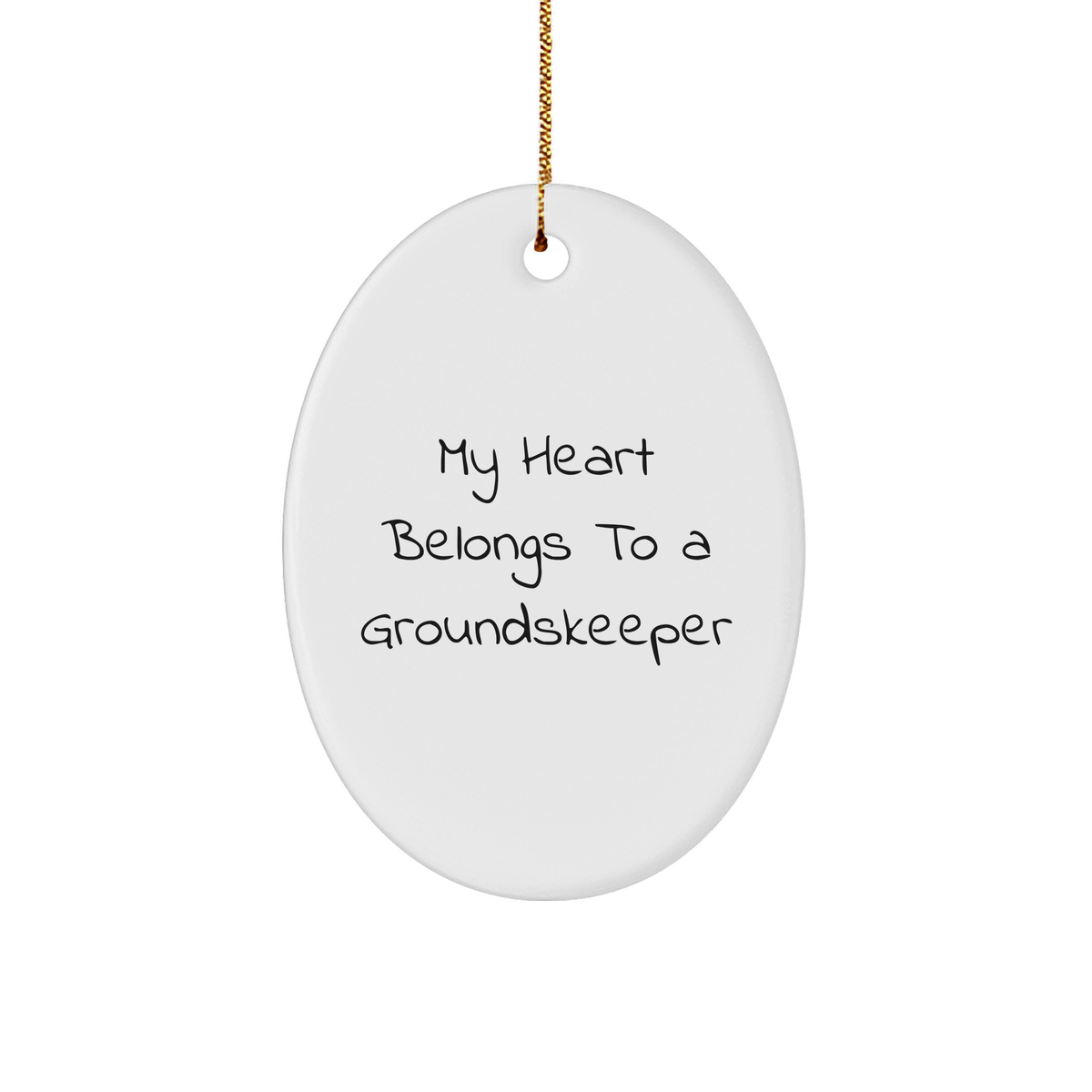 Funny groundskeeper Gifts - My Heart Belongs To A groundskeeper Oval Ornament, Christmas Unique Gifts from Friends to Family - Image 1