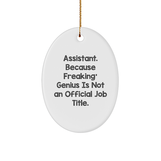 Funny Assistant Oval Ornament Gifts from Family for Men, 'Assistant. Because Freaking' genius Is Not An Official Job Title.' Christmas Decor - Image 1