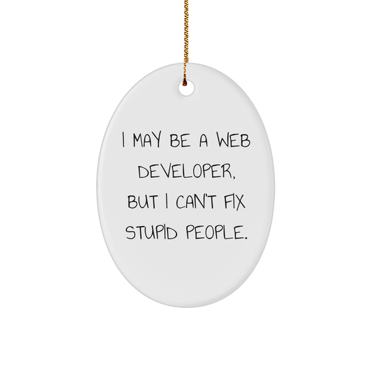 Funny Web Developer Gifts from Friends to Coworkers - 'I May Be A Web Developer, But...' Oval Ornament for Christmas Unique Gifts - Image 1