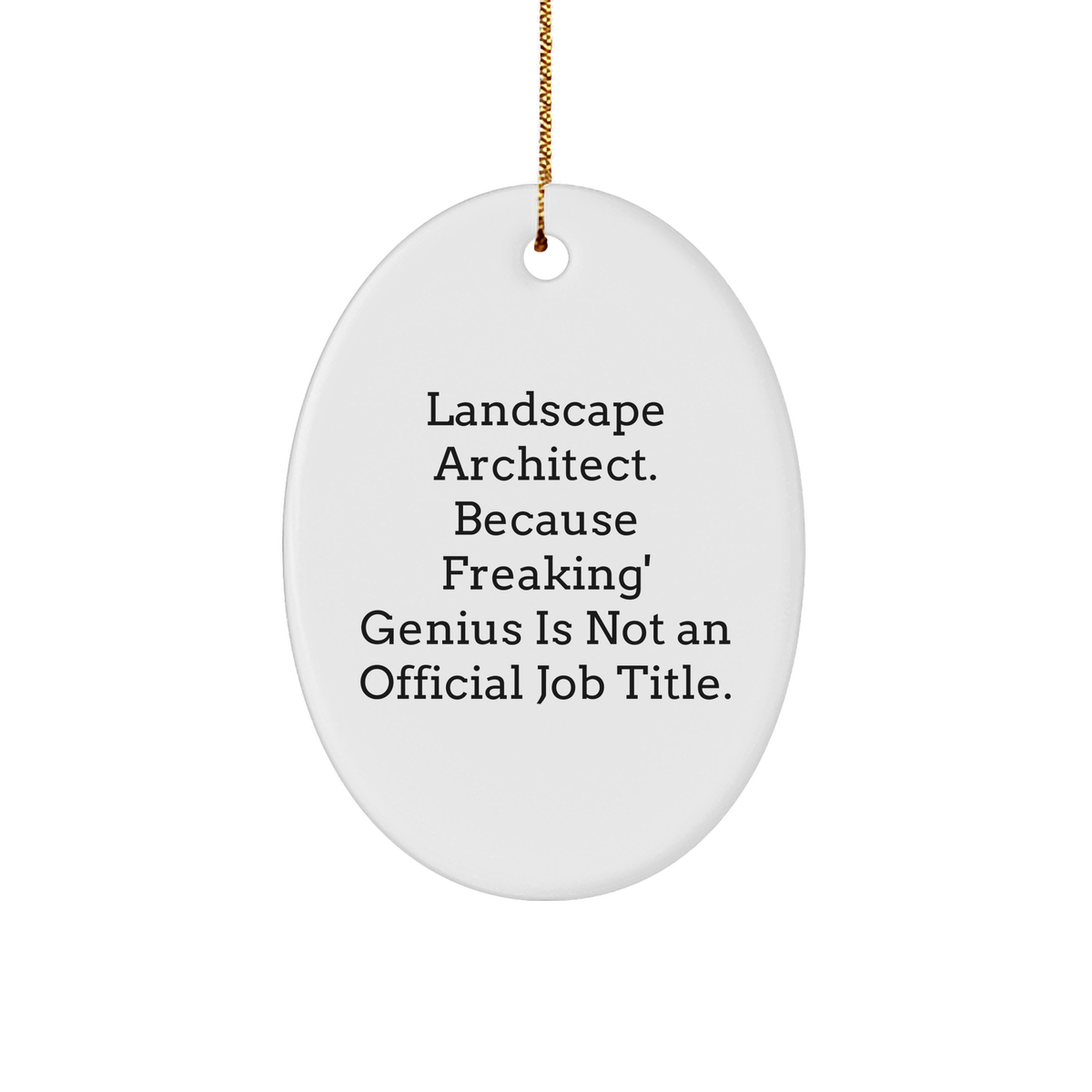 Funny Landscape Architect Gifts from Friends, Christmas Unique Oval Ornament for Landscape Architect, 'Landscape Architect. Because Freaking' genius Is Not An Official Job Title.' - Image 1
