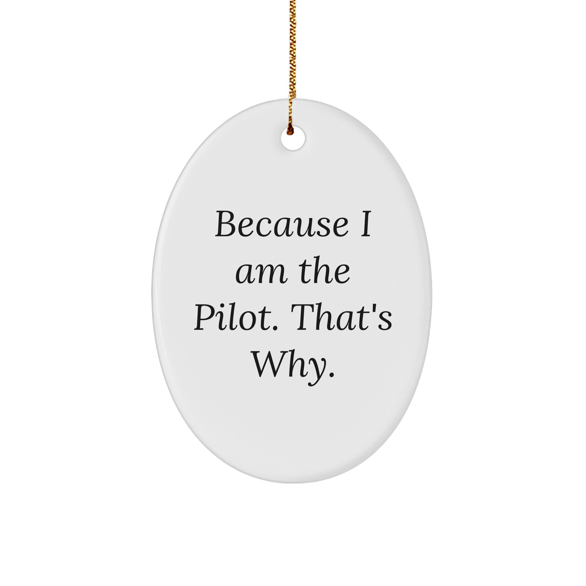 Pilot Gifts from Men, Pilot Oval Ornament, Christmas Unique Gifts Because I Am The Pilot That's Why - Image 1