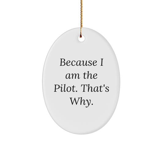 Pilot Gifts from Men, Pilot Oval Ornament, Christmas Unique Gifts Because I Am The Pilot That's Why - Image 1
