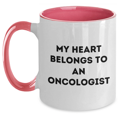 Funny Oncologist Gifts, My Heart Belongs To An Oncologist, Two Tone Coffee Mug, Father's Day Unique Gifts from Men to Oncologist - Main
