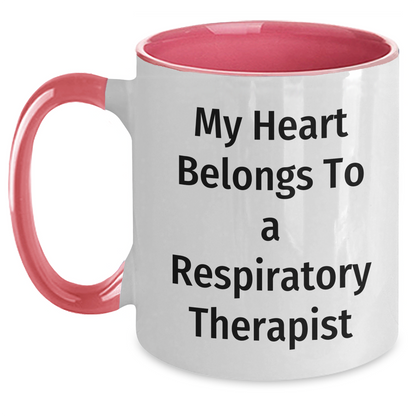 Funny Respiratory Therapist Gifts from Men to Respiratory Therapist - My Heart Belongs To A Respiratory Therapist Two Tone Coffee Mug, Father's Day Unique Gifts - Main