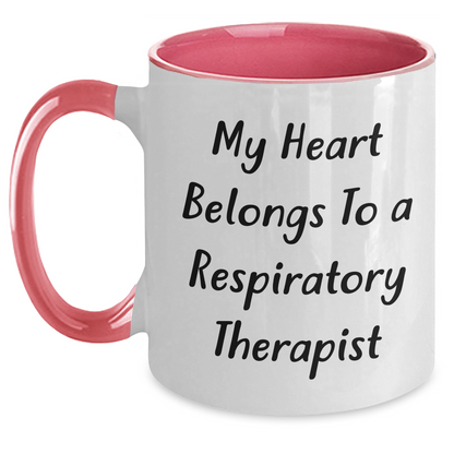Funny Respiratory Therapist Gifts for Men - 'My Heart Belongs To A Respiratory Therapist' Two Tone Coffee Mug from Dad, for Dad, on Father's Day - Main