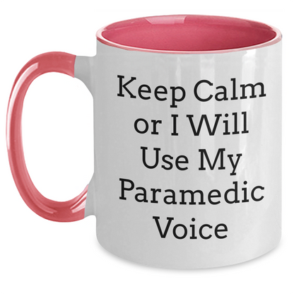 Rescue Worker Gifts, Funny Two Tone Coffee Mugs, Keep Calm or I'll Use My Rescue Worker Voice, Gifts from Family, Gifts for Rescue Workers, Father's Day Unique Gifts - Main