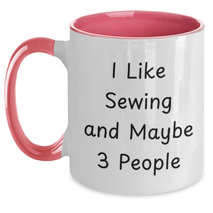 Sewing Enthusiast's Delight, Funny Quote, Unique Gifts for Sewing Lovers on Father's Day - Two Tone Coffee Mug by Gifts from Family - Main