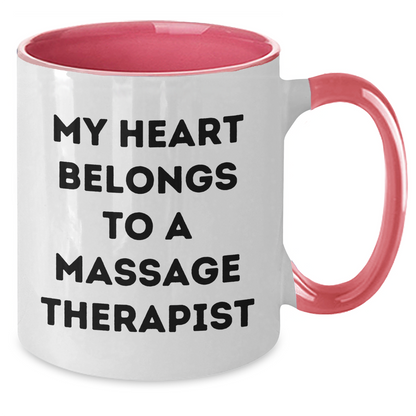 Funny Massage Therapist Gifts from Friends, Two Tone Coffee Mugs for Him, My Heart Belongs To A Massage Therapist Quote, Father's Day Unique Gifts - Additional