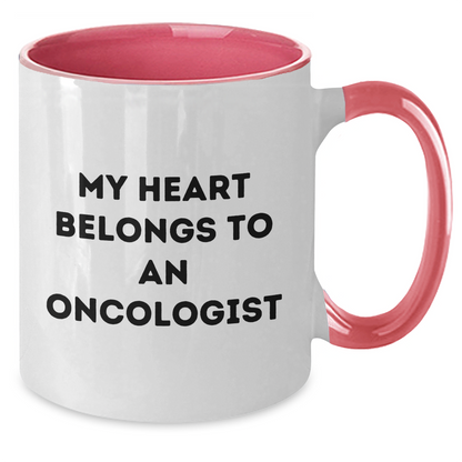 Funny Oncologist Gifts, My Heart Belongs To An Oncologist, Two Tone Coffee Mug, Father's Day Unique Gifts from Men to Oncologist - Additional