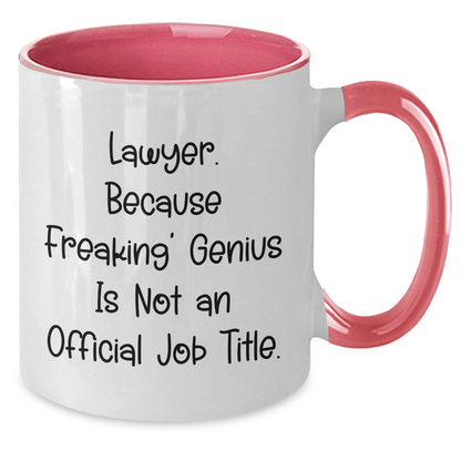 Funny Lawyer Gifts - 'Lawyer. Because Freaking' genius Is Not An Official Job Title.' Two Tone Coffee Mug, Gifts from Friends for Lawyer, Unique Father's Day Unique Gifts - Additional
