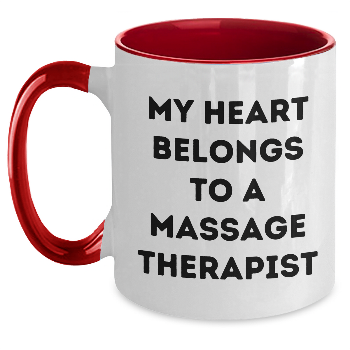 Funny Massage Therapist Gifts from Friends, Two Tone Coffee Mugs for Him, My Heart Belongs To A Massage Therapist Quote, Father's Day Unique Gifts - Main