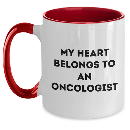 Funny Oncologist Gifts, My Heart Belongs To An Oncologist, Two Tone Coffee Mug, Father's Day Unique Gifts from Men to Oncologist - Main