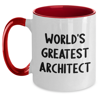 Funny Architects Gifts from Women to Friends - World's Greatest Architect Two Tone Coffee Mug, Graduation Unique Gifts - Main