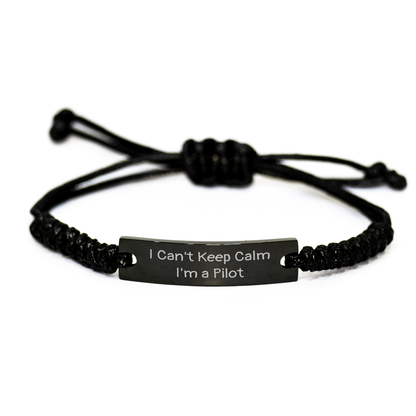 Funny Pilot Gifts from Friends - I Can't Keep Calm I'm A Pilot Rope Bracelet for Men's Father's Day Unique Gifts - Image 1