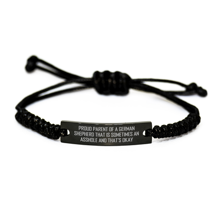 German Shepherd Dog Lover's Gift, Proud Parent Quote, Adjustable Rope Bracelet, Graduation Unique Gifts from Friends, Gifts for Men or Women - Image 1