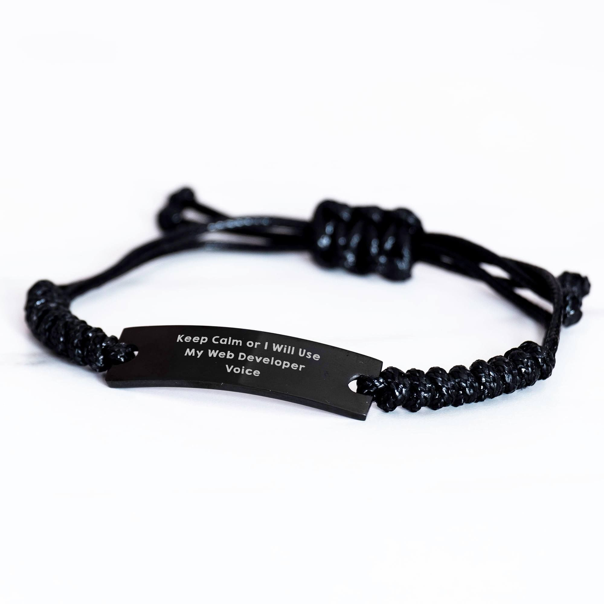 Keep Calm Web Developer Gifts, Funny Father's Day Rope Bracelets, 'Keep Calm Or I Will Use My Web Developer Voice' for Men, Unique Gifts from Friends, Web Developer's Day - Image 2