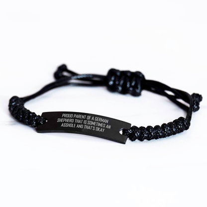 German Shepherd Dog Lover's Gift, Proud Parent Quote, Adjustable Rope Bracelet, Graduation Unique Gifts from Friends, Gifts for Men or Women - Image 2