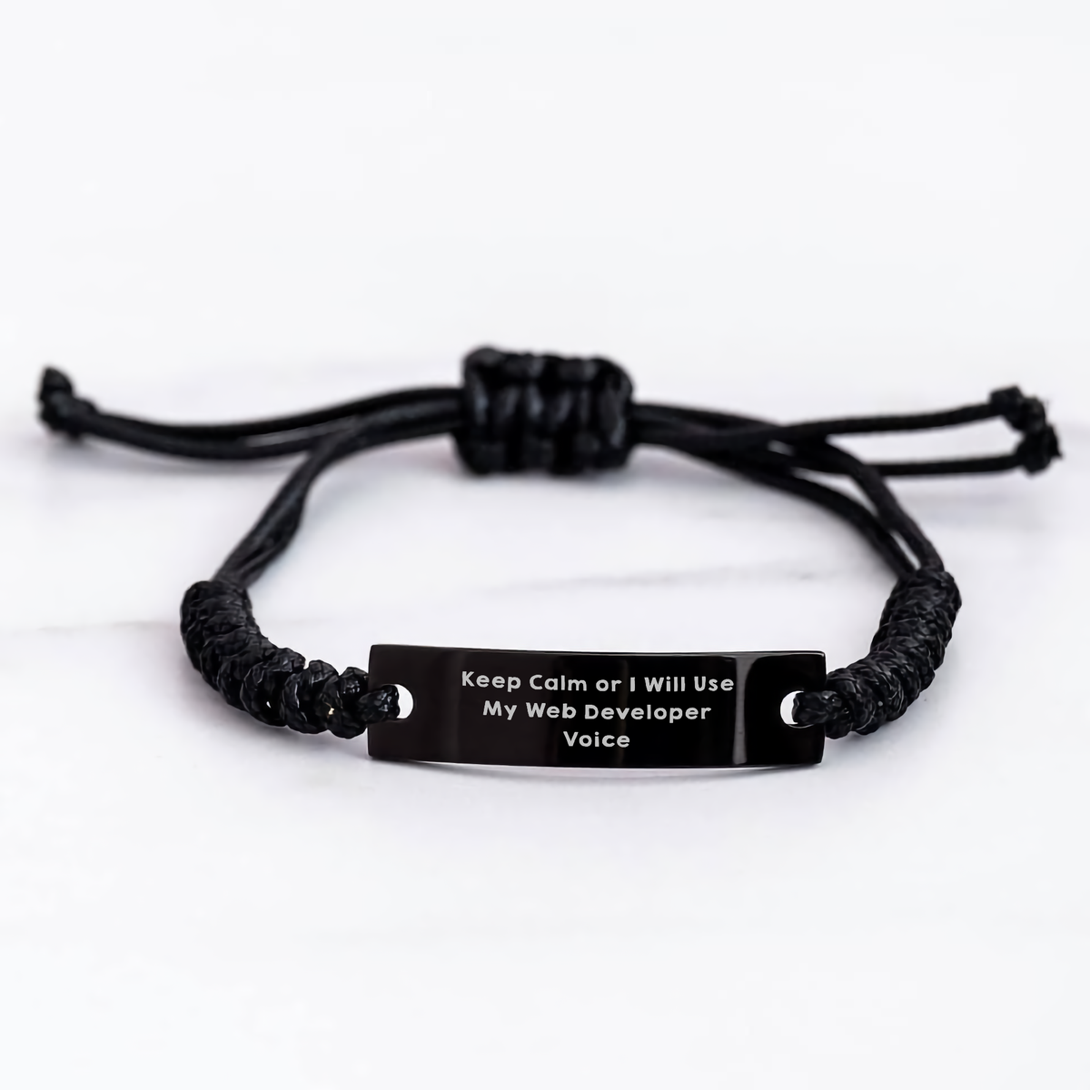 Keep Calm Web Developer Gifts, Funny Father's Day Rope Bracelets, 'Keep Calm Or I Will Use My Web Developer Voice' for Men, Unique Gifts from Friends, Web Developer's Day - Image 3