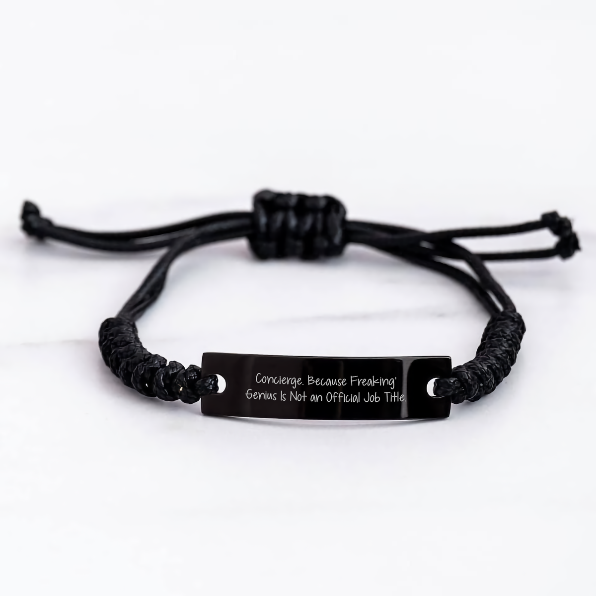 Concierge Gifts from Men, Concierge Rope Bracelets with Funny Quote, Adjustable Black Rope Jewelry for Father's Day - Image 3