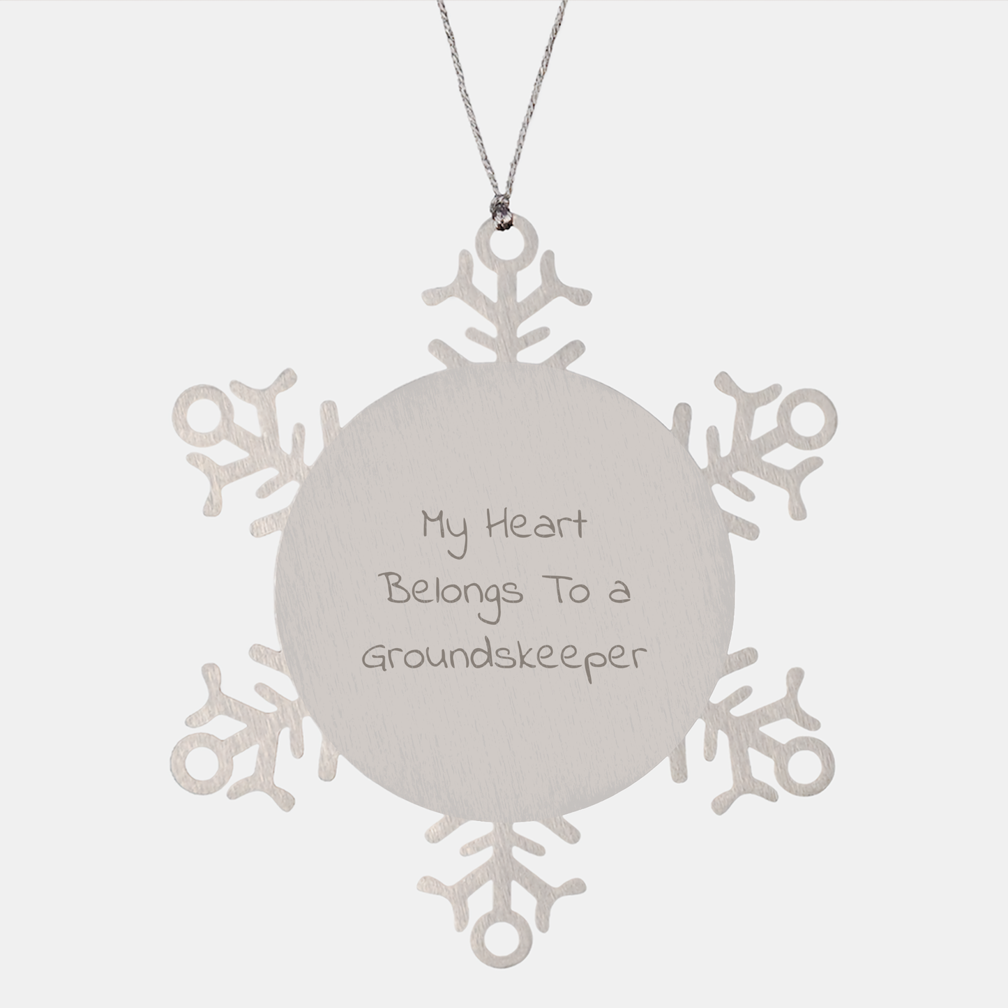 groundskeeper Gifts from Family - My Heart Belongs To A groundskeeper Funny Snowflake Ornament, Christmas Unique Presents for Men and Women - Image 1